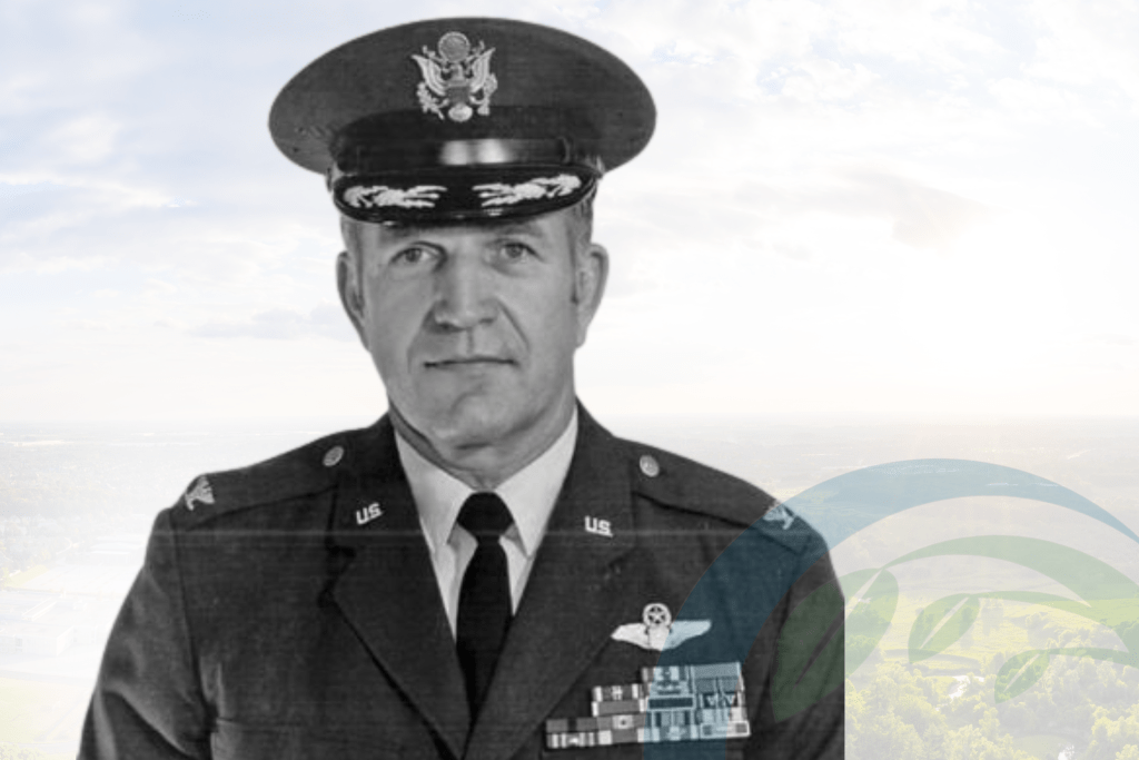 Wayne Frye in military uniform against blue sky